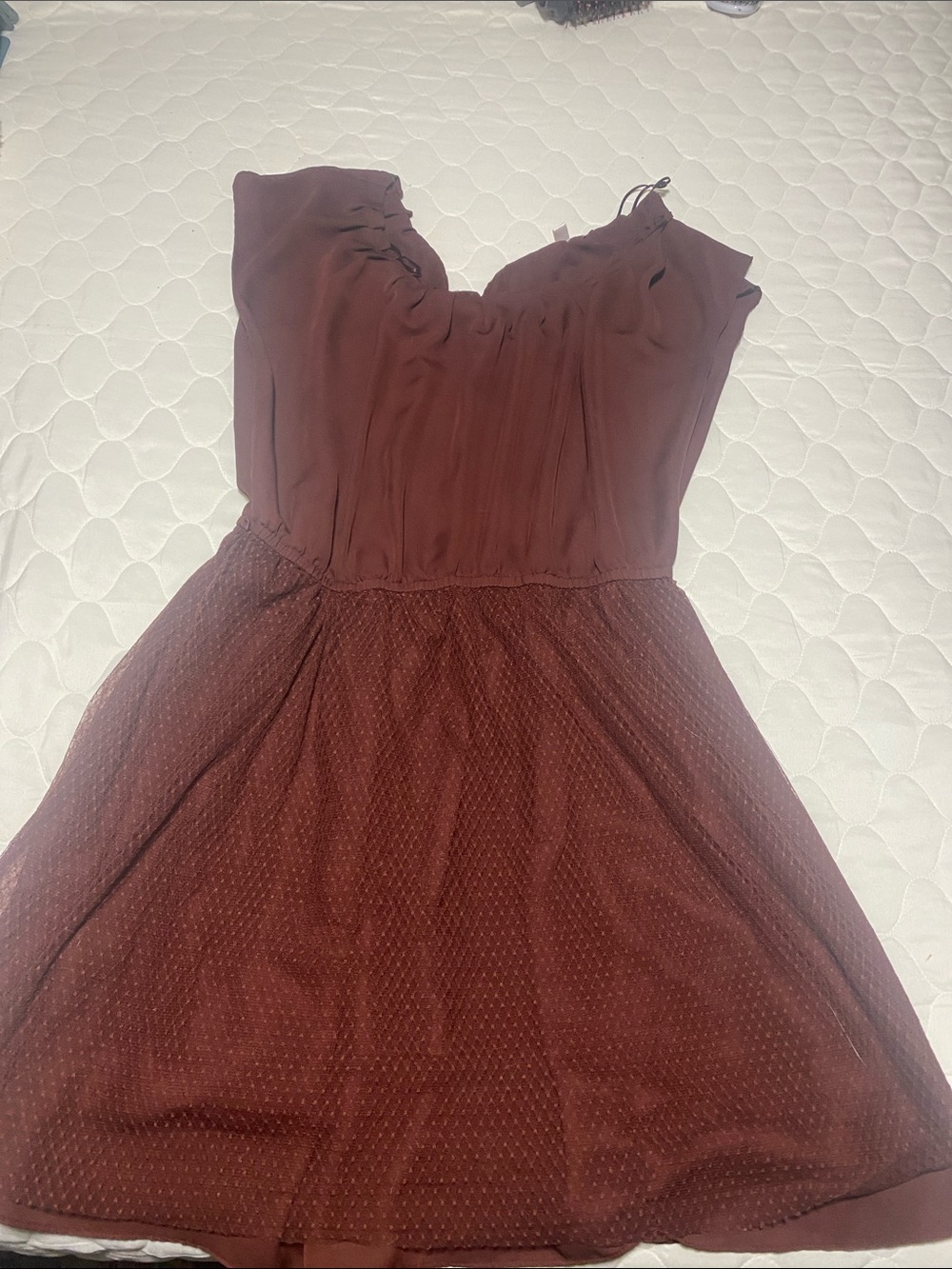 LC Lauren Conrad Strapless Burgundy A-Line Dress